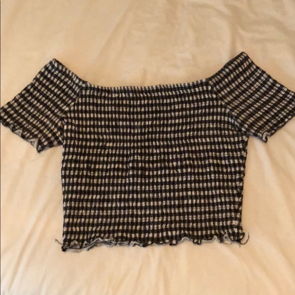 gingham stretchy crop top